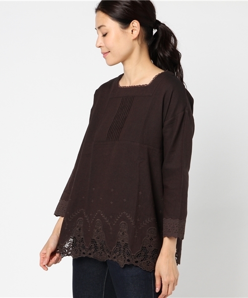 Samansa Mos2（サマンサ モスモス）の「裾レーススクエアネック