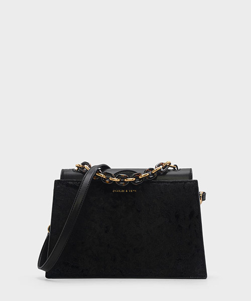 CHARLES & KEITH(チャールズ & キース)の「ドレッシーハンドバッグ / DRESSY HANDBAG(ハンドバッグ・レディース・ブラック/ブルー・M)」の2枚目の写真