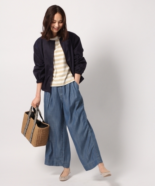 GLOBAL WORK(グローバルワーク)の「ノーカラーブルゾン/780390(ブルゾン・レディース・カーキ/ネイビー/ライトピンク・LARGE/MEDIUM)」の4枚目の写真