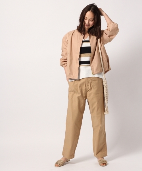 GLOBAL WORK(グローバルワーク)の「ノーカラーブルゾン/780390(ブルゾン・レディース・カーキ/ネイビー/ライトピンク・LARGE/MEDIUM)」の5枚目の写真