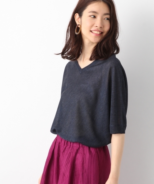 LEPSIM（レプシィム）の「14GヘンケイVプルオーバーSS　784348（ニット/セーター・レディース・ライトベージュ/ブルーグリーン/ブラウン/バーガンディー/ネイビー・FREE）」の4枚目の写真