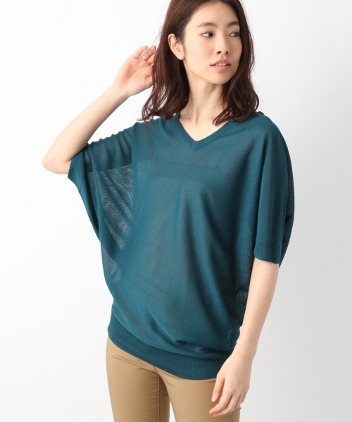 LEPSIM（レプシィム）の「14GヘンケイVプルオーバーSS　784348（ニット/セーター・レディース・ライトベージュ/ブルーグリーン/ブラウン/バーガンディー/ネイビー・FREE）」の5枚目の写真