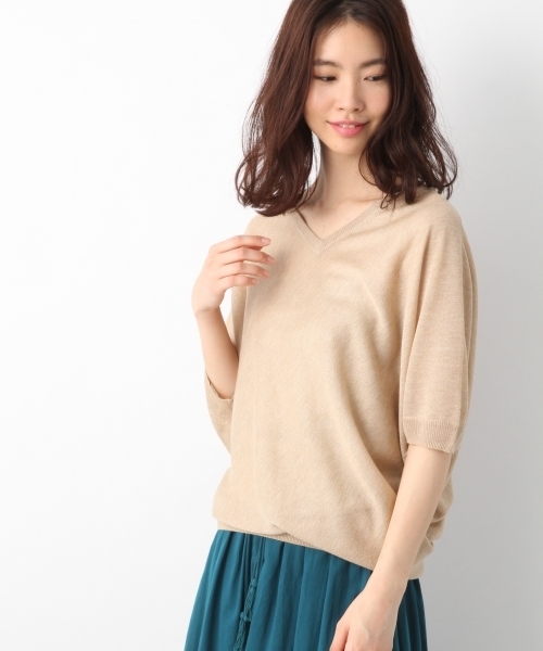 LEPSIM（レプシィム）の「14GヘンケイVプルオーバーSS　784348（ニット/セーター・レディース・ライトベージュ/ブルーグリーン/ブラウン/バーガンディー/ネイビー・FREE）」の3枚目の写真