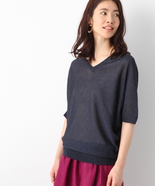 LEPSIM（レプシィム）の「14GヘンケイVプルオーバーSS　784348（ニット/セーター・レディース・ライトベージュ/ブルーグリーン/ブラウン/バーガンディー/ネイビー・FREE）」の21枚目の写真