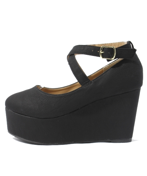 WEGO（ウィゴー）の「WEGO/クロスウェッジパンプス（パンプス・レディース・ブラック/パープル・23.5/24.5）」の3枚目の写真