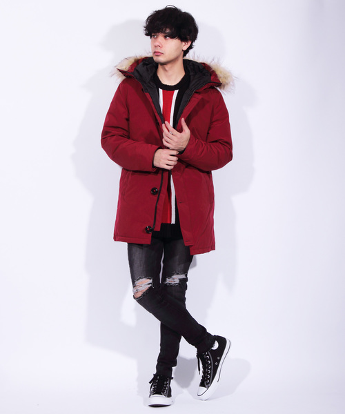 ８(eight)（エイト）の「モッズコート 中綿 ファー付き（モッズコート・メンズ・ブラック/オリーブ/ワイン・MEDIUM/LARGE/X-LARGE）」の9枚目の写真