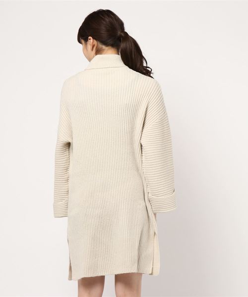KOBE LETTUCE（コウベレタス）の「折返しデザインもっちりリブニットチュニック＊レディース/セーター/ワンピース[C3555]神戸レタス（ワンピース・レディース・ブラック/ブラウン/グレー/アイボリー・FREE）」の10枚目の写真