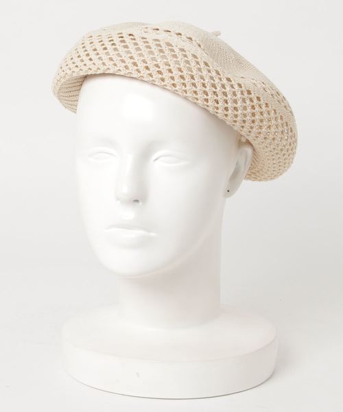 Ray BEAMS（レイビームス）の「Ray BEAMS / 透かし編 ニット ベレー帽（ハンチング/ベレー帽・レディース・ブラック/オリーブ/ナチュラル・ONE SIZE）」の3枚目の写真