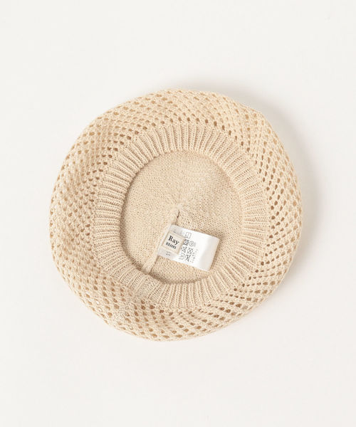 Ray BEAMS（レイビームス）の「Ray BEAMS / 透かし編 ニット ベレー帽（ハンチング/ベレー帽・レディース・ブラック/オリーブ/ナチュラル・ONE SIZE）」の8枚目の写真