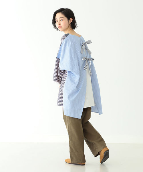 BEAMS BOY - TORI-TO BEAMS BOY★重ね襟 7分袖ブラウス 切替 花柄 BEAMS BOY - TORI-TO BEAMS BOY☆重ね襟 7分袖ブラウス 切替 花
