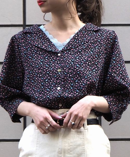 tiptop(ティップトップ)の「Vネックレースタンクトップ(タンクトップ・レディース・オフホワイト/ブラック/サックスブルー・FREE)」の3枚目の写真