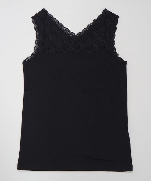 tiptop(ティップトップ)の「Vネックレースタンクトップ(タンクトップ・レディース・オフホワイト/ブラック/サックスブルー・FREE)」の2枚目の写真