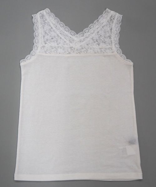 tiptop(ティップトップ)の「Vネックレースタンクトップ(タンクトップ・レディース・オフホワイト/ブラック/サックスブルー・FREE)」の4枚目の写真