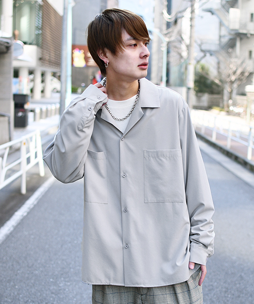 kutir(クティール)の「【ビッグシルエット】オープンカラーシャツ(シャツ/ブラウス・メンズ・チャコールグレー/ライトグレー/ブラック/ベージュ/ネイビー/オフホワイト/グリーン/ライトベージュ・MEDIUM/LARGE)」の5枚目の写真