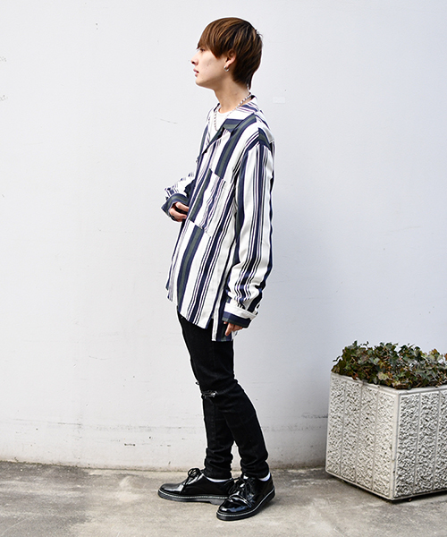 kutir(クティール)の「【ビッグシルエット】オープンカラーシャツ(シャツ/ブラウス・メンズ・チャコールグレー/ライトグレー/ブラック/ベージュ/ネイビー/オフホワイト/グリーン/ライトベージュ・MEDIUM/LARGE)」の10枚目の写真