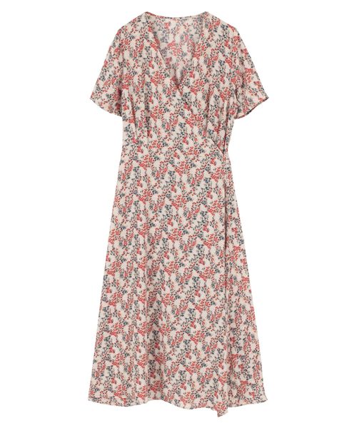 titivate(ティティベイト)の「フラワープリントカシュクールワンピース(ワンピース・レディース・ブルー/ライトベージュ/ブラック・L/S/M)」の4枚目の写真