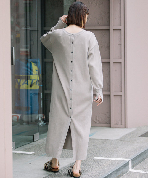 Munich（ミューニック）の「ストレッチワッフル　ロングワンピース（ワンピース・レディース・ブラック/ベージュ/パープル/ブラウン/マスタード・FREE）」の11枚目の写真