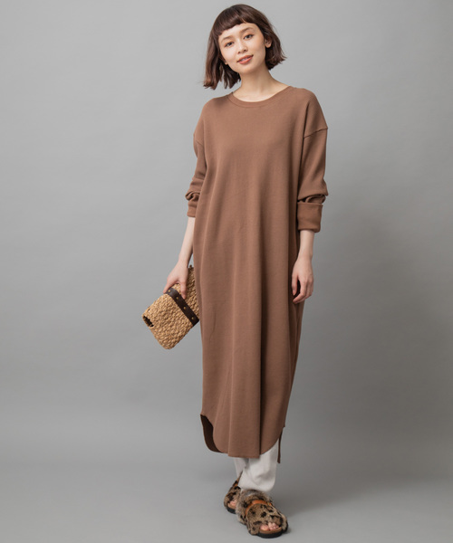 Munich（ミューニック）の「ストレッチワッフル　ロングワンピース（ワンピース・レディース・ブラック/ベージュ/パープル/ブラウン/マスタード・FREE）」の14枚目の写真