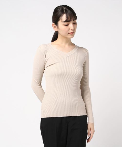 SpRay(スプレイ)の「Vニット(ニット/セーター・レディース・ホワイト/ブラック/レンガ/ブラウン/ライトベージュ/カーキ/パープル・FREE)」の21枚目の写真