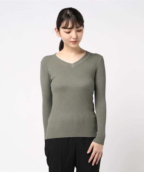 SpRay(スプレイ)の「Vニット(ニット/セーター・レディース・ホワイト/ブラック/レンガ/ブラウン/ライトベージュ/カーキ/パープル・FREE)」の20枚目の写真