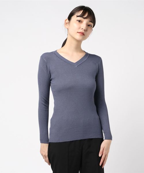 SpRay(スプレイ)の「Vニット(ニット/セーター・レディース・ホワイト/ブラック/レンガ/ブラウン/ライトベージュ/カーキ/パープル・FREE)」の19枚目の写真