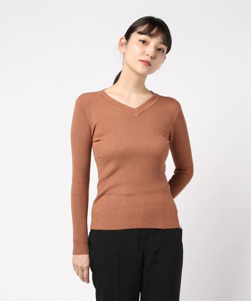 SpRay(スプレイ)の「Vニット(ニット/セーター・レディース・ホワイト/ブラック/レンガ/ブラウン/ライトベージュ/カーキ/パープル・FREE)」の18枚目の写真