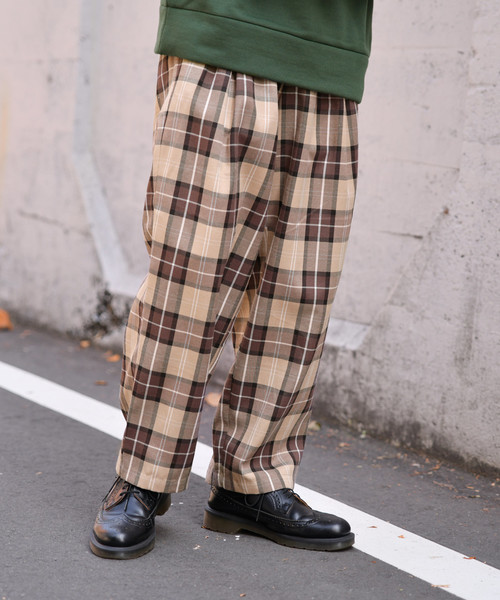 kutir（クティール）の「チェックワイドスラックス（その他パンツ・メンズ・ダークブラウン/ベージュ/ネイビー・SMALL/MEDIUM/LARGE）」の14枚目の写真