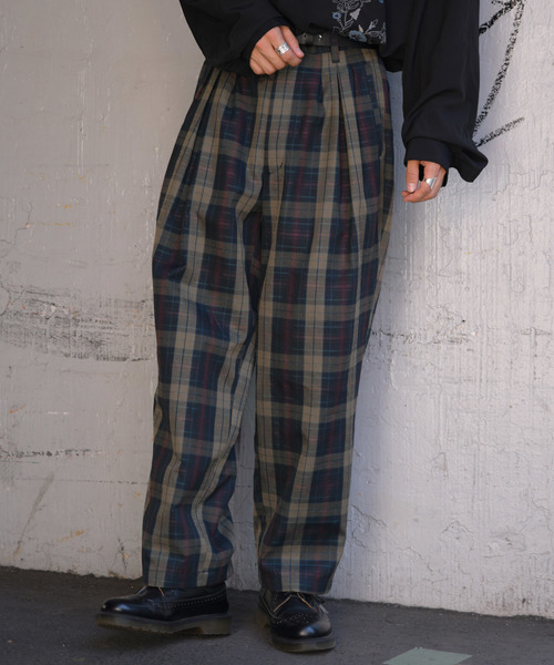 kutir（クティール）の「チェックワイドスラックス（その他パンツ・メンズ・ダークブラウン/ベージュ/ネイビー・SMALL/MEDIUM/LARGE）」の22枚目の写真