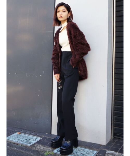 EMODA（エモダ）の「シャギーモヘアニットカーデ（カーディガン/ボレロ・レディース・ブラウン/ベージュ/ブラック・FREE）」の18枚目の写真