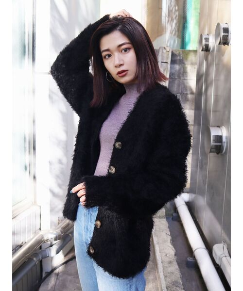 EMODA（エモダ）の「シャギーモヘアニットカーデ（カーディガン/ボレロ・レディース・ブラウン/ベージュ/ブラック・FREE）」の17枚目の写真