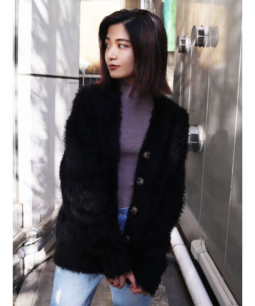 EMODA（エモダ）の「シャギーモヘアニットカーデ（カーディガン/ボレロ・レディース・ブラウン/ベージュ/ブラック・FREE）」の16枚目の写真