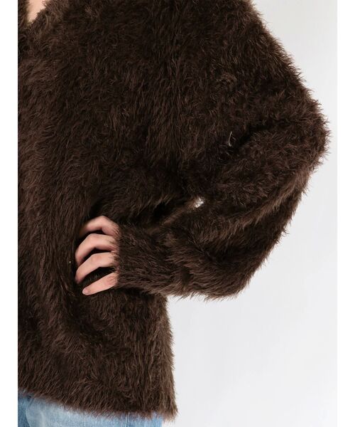 EMODA（エモダ）の「シャギーモヘアニットカーデ（カーディガン/ボレロ・レディース・ブラウン/ベージュ/ブラック・FREE）」の8枚目の写真