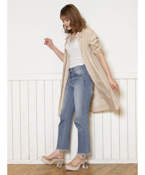 dazzlin（ダズリン）の「ビスチェシャツワンピース（ワンピース・レディース・ベージュ/ブラウン/オフホワイト・FREE）」の7枚目の写真