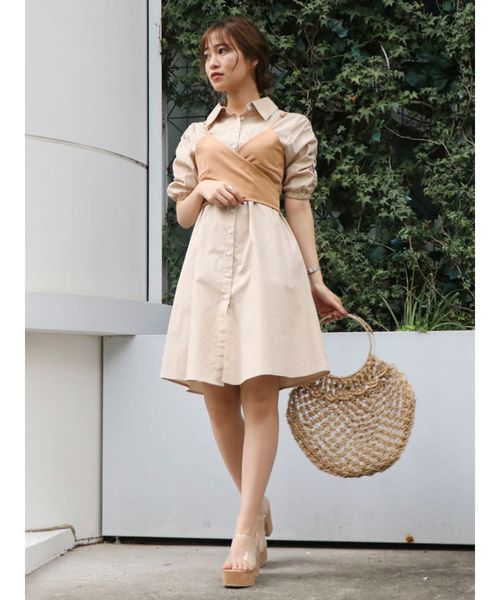 dazzlin（ダズリン）の「ビスチェシャツワンピース（ワンピース・レディース・ベージュ/ブラウン/オフホワイト・FREE）」の11枚目の写真