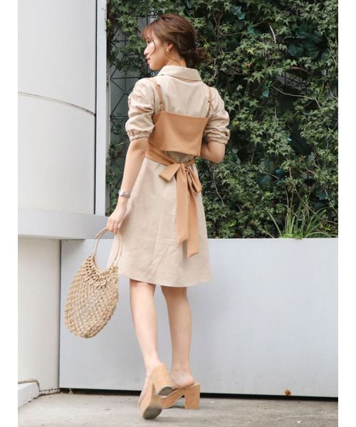 dazzlin（ダズリン）の「ビスチェシャツワンピース（ワンピース・レディース・ベージュ/ブラウン/オフホワイト・FREE）」の12枚目の写真