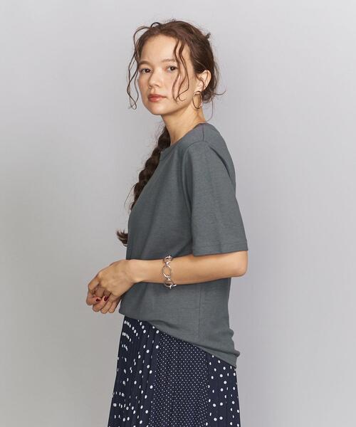 BEAUTY&YOUTH UNITED ARROWS（ビューティーアンドユースユナイテッドアローズ）の「BY 麻ブレンドショートスリーブTシャツ -ウォッシャブル- ◆（Tシャツ/カットソー・レディース・ダークグリーン/ブラウン/レッド/ホワイト/ブラック・FREE）」の4枚目の写真
