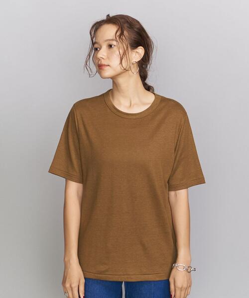 BEAUTY&YOUTH UNITED ARROWS（ビューティーアンドユースユナイテッドアローズ）の「BY 麻ブレンドショートスリーブTシャツ -ウォッシャブル- ◆（Tシャツ/カットソー・レディース・ダークグリーン/ブラウン/レッド/ホワイト/ブラック・FREE）」の21枚目の写真