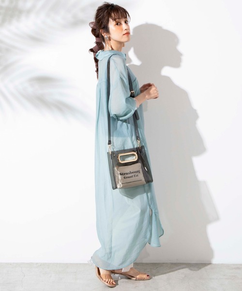 WEGO（ウィゴー）の「WEGO/【2点セット】サテンポーチ付きクリアショルダーバッグ（ショルダーバッグ・レディース・ブラック/ホワイト系その他・FREE）」の4枚目の写真