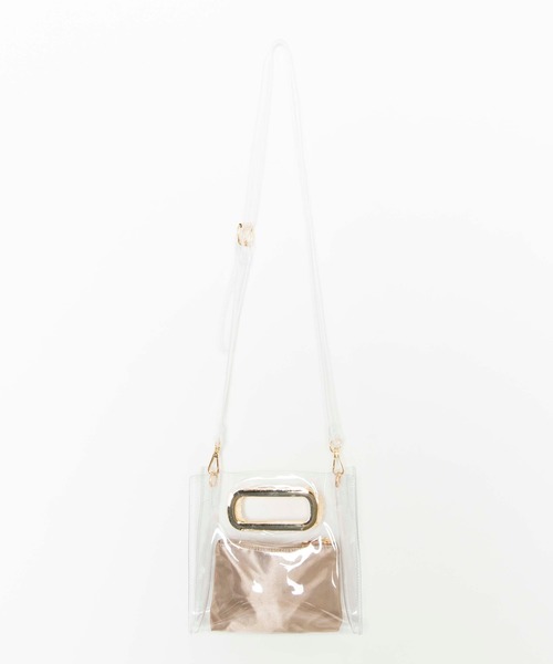WEGO（ウィゴー）の「WEGO/【2点セット】サテンポーチ付きクリアショルダーバッグ（ショルダーバッグ・レディース・ブラック/ホワイト系その他・FREE）」の9枚目の写真