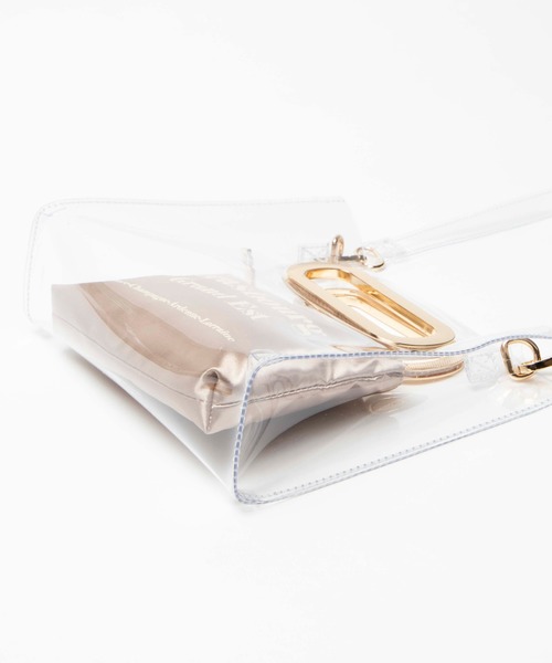 WEGO（ウィゴー）の「WEGO/【2点セット】サテンポーチ付きクリアショルダーバッグ（ショルダーバッグ・レディース・ブラック/ホワイト系その他・FREE）」の10枚目の写真