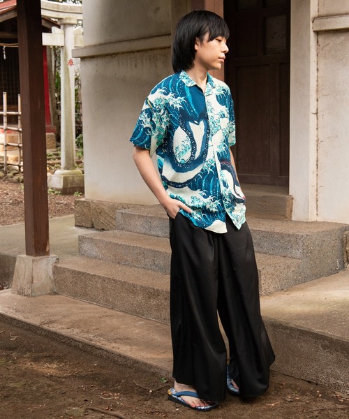 カヤ（カヤ）の「【カヤ】浮世絵メンズシャツ（シャツ/ブラウス・メンズ・ホワイト/ブラック/ネイビー/ブルー/ダークネイビー/ベージュ/グレー/ダークパープル/レッド/ホワイト系その他/ダークグレー/ダークベージュ・FREE）」の16枚目の写真