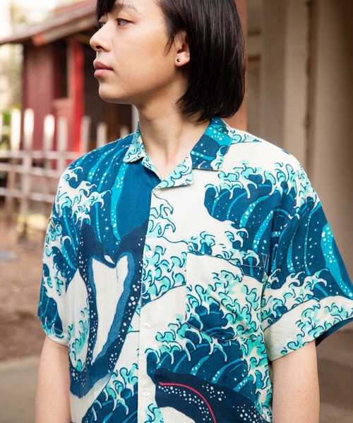 カヤ（カヤ）の「【カヤ】浮世絵メンズシャツ（シャツ/ブラウス・メンズ・ホワイト/ブラック/ネイビー/ブルー/ダークネイビー/ベージュ/グレー/ダークパープル/レッド/ホワイト系その他/ダークグレー/ダークベージュ・FREE）」の21枚目の写真