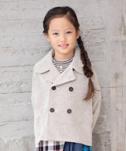 RAGMART(ラグマート)の「ショートジャケット(ナイロンジャケット・キッズ・アイボリー/ブラウン・120cm/100cm/130cm/110cm)」の2枚目の写真