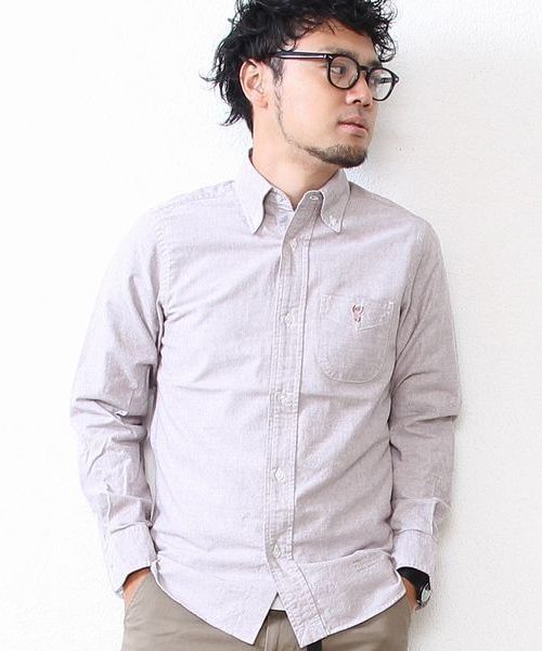 coen(コーエン)の「カラーオックスフォードボタンダウンシャツ(シャツ/ブラウス・メンズ・グレー/ダークブラウン・X-LARGE/X-SMALL/SMALL/LARGE/MEDIUM)」の1枚目の写真