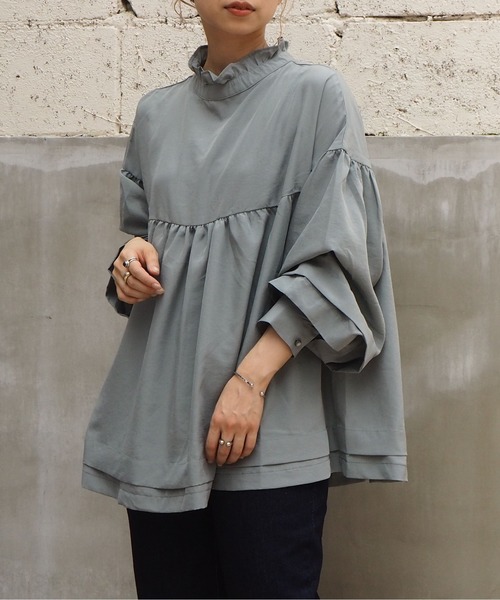 tiptop（ティップトップ）の「フリル衿リボンフレアブラウス（シャツ/ブラウス・レディース・ブラック/パープル/オフホワイト/グリーン・FREE）」の13枚目の写真