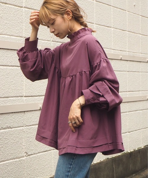 tiptop（ティップトップ）の「フリル衿リボンフレアブラウス（シャツ/ブラウス・レディース・ブラック/パープル/オフホワイト/グリーン・FREE）」の17枚目の写真