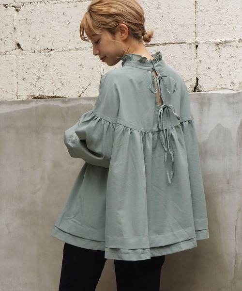 tiptop（ティップトップ）の「フリル衿リボンフレアブラウス（シャツ/ブラウス・レディース・ブラック/パープル/オフホワイト/グリーン・FREE）」の20枚目の写真