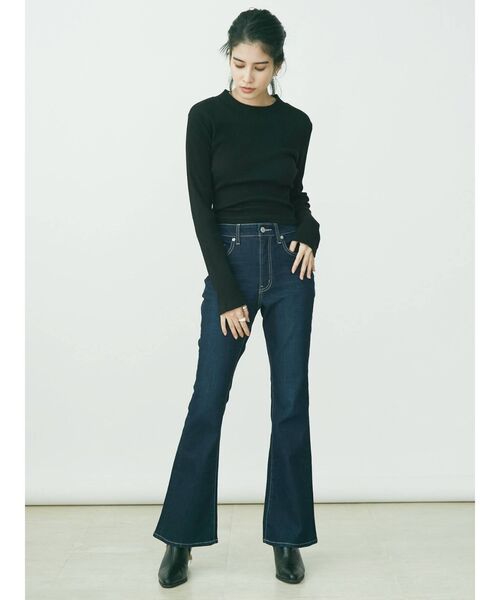 EVRIS(エヴリス)の「BASICフレアーDENIMパンツ(デニムパンツ・レディース・ブラック/インディゴブルー・SMALL/MEDIUM)」の3枚目の写真