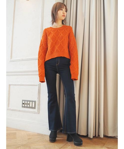 EVRIS(エヴリス)の「BASICフレアーDENIMパンツ(デニムパンツ・レディース・ブラック/インディゴブルー・SMALL/MEDIUM)」の13枚目の写真