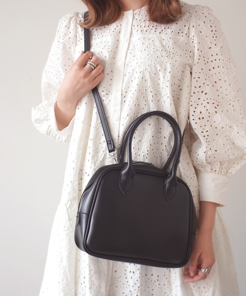 Port（ポート）の「トラぺゾイド ミニボストン ショルダー トートバッグ #（ボストンバッグ・レディース・ホワイト/ブラック/ブラウン/レッド/アイボリー/ライトブラウン・FREE）」の17枚目の写真